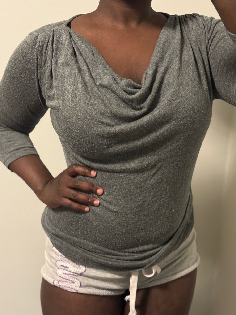 Vintage Made in USA Forever 21 Heather Gray Quarter Sleeve Top